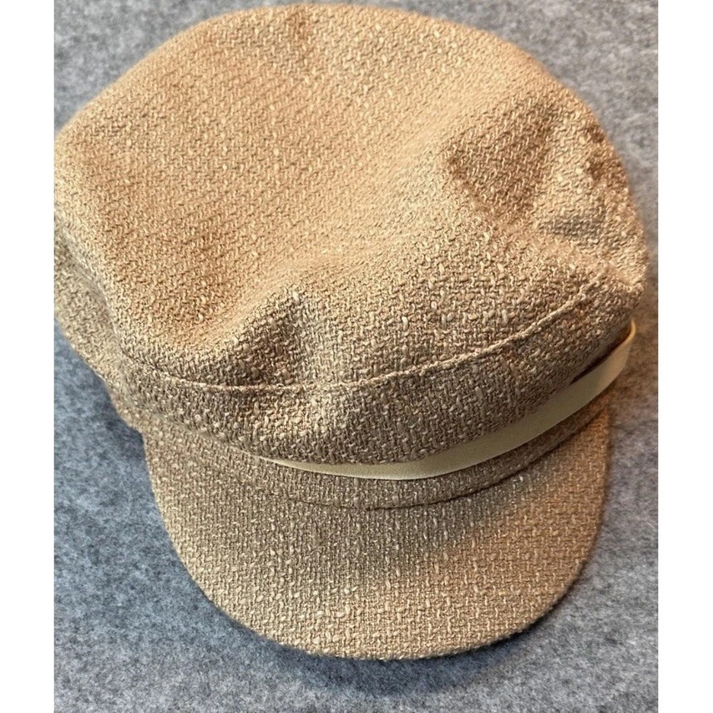 Vince Camuto Cadet Hat Womens One Size Beige Lacquered Paper Braid Straw Flat
